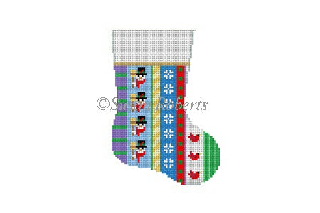 Snowman, vertical stripe - Mini Stocking