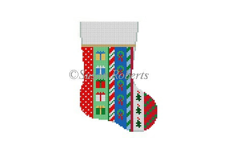 Presents, vertical stripe - Mini Stocking