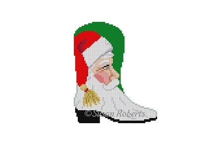 Santa Face, cowboy boot - Mini Stocking