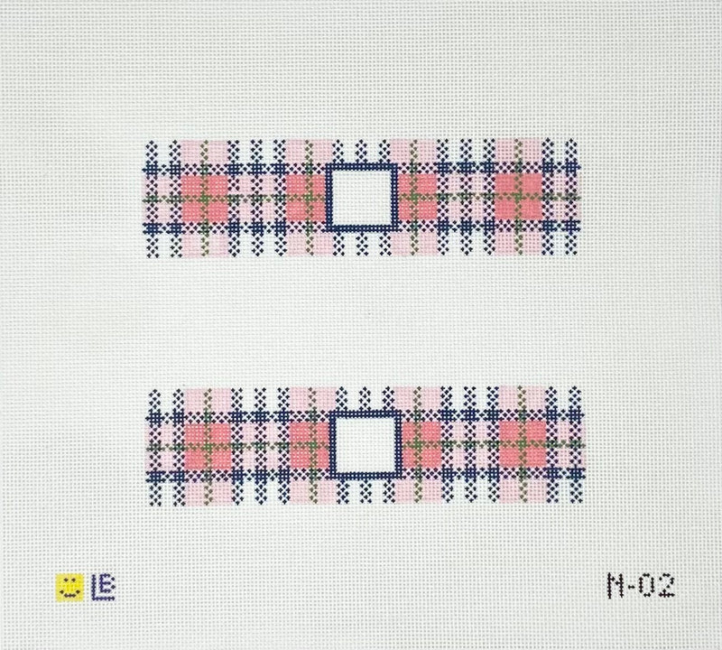 Pink Plaid (set of 2)-Napkin Rings, Bookmarks or Cuffs