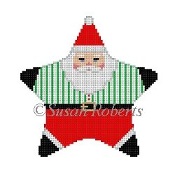 Star - Santa, green stripe shirt