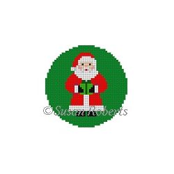 Santa With Present - 2.5" Round