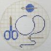 Stitching Blue Monogram Round