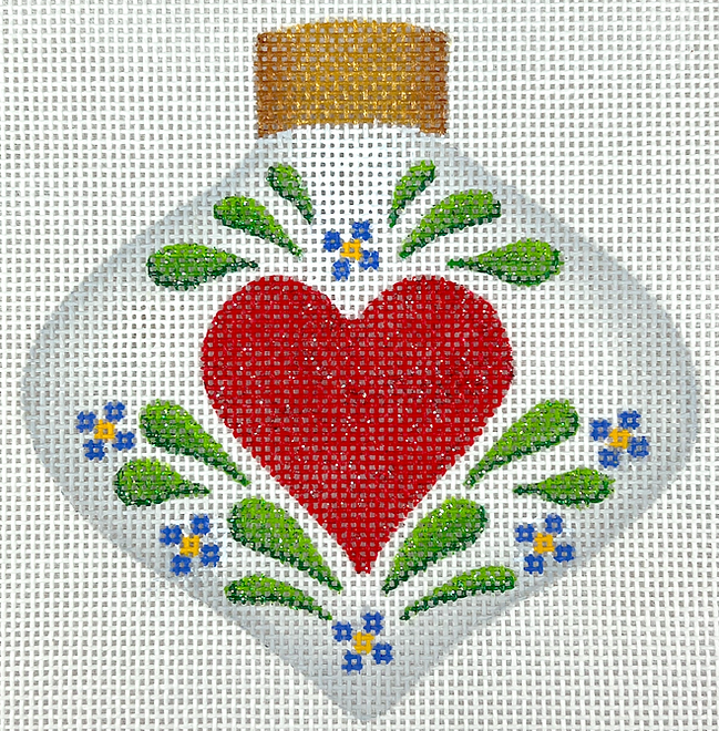 Christmas Ornament – Alpine Bauble w/ Heart & Forget-Me-Nots