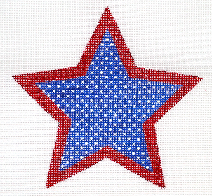 Mini Patriotic Star – Blue w/ White Dots & Sparkly Red Border