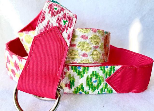 Belt – Patchwork of Ikat Patterns – pinks, turquoise, limes & coral