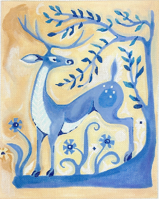 Adam Trest – Blue Deer on Parchment