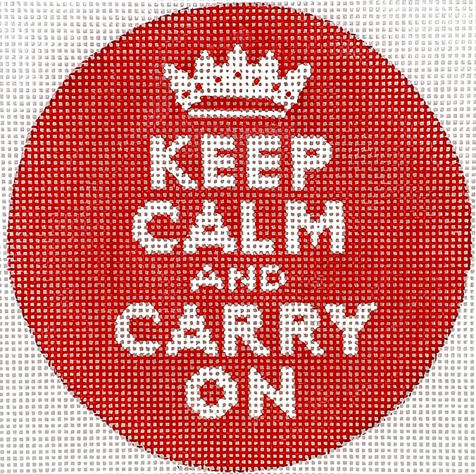 4” Round – Keep Calm & Carry On – white on red