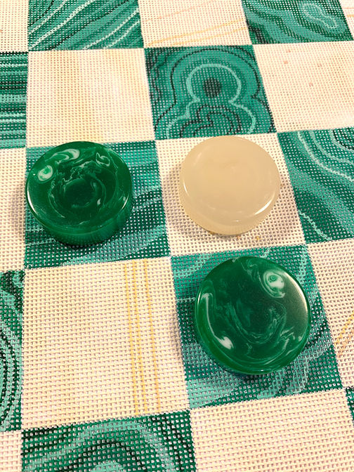 Accessory Set for Checkers Board CHB-01 – green & ivory (32 marbleized checkers)