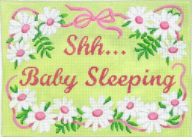 “Shh…Baby Sleeping – Daisies with Pink Centers – pinks & greens
