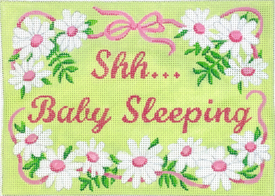 “Shh…Baby Sleeping – Daisies with Pink Centers – pinks & greens