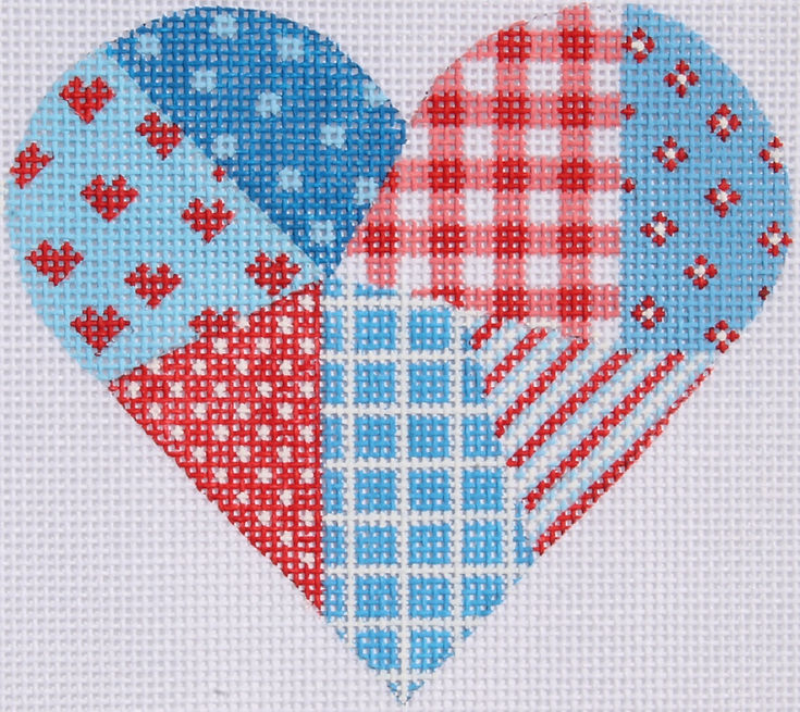 Mini Heart – Patchwork – red, white & blue