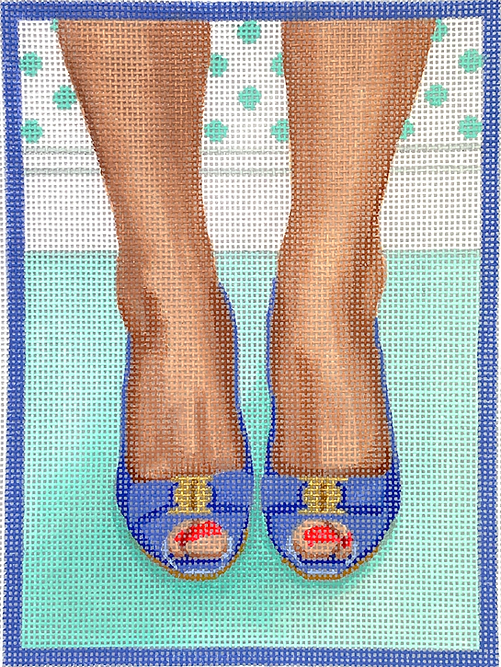 Here’s Looking At Shoe – Ferragamo Peep-Toe Heels – periwinkle & gold w/ turquoise