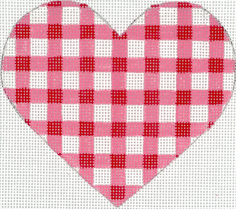 Mini Heart – Gingham – bright pink & red