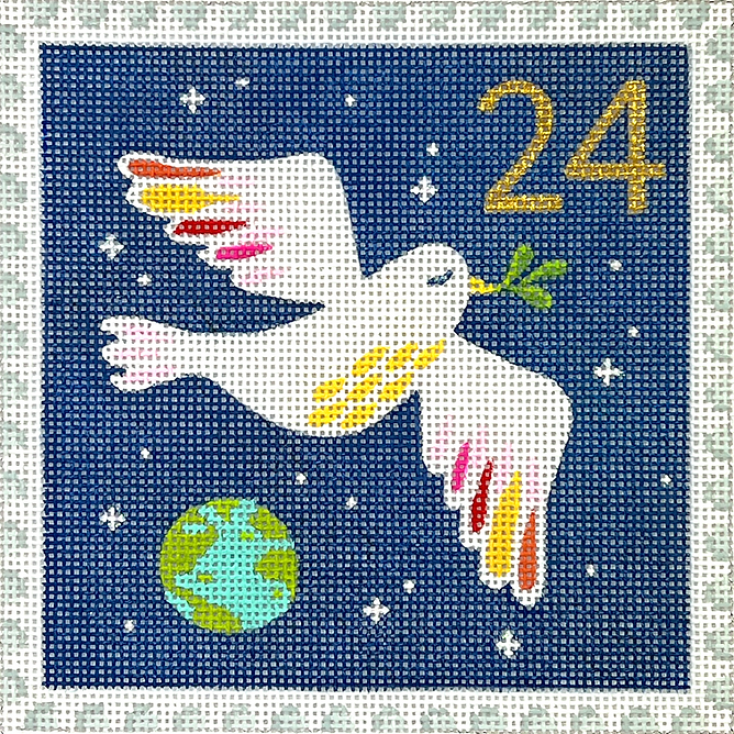 Klara Hawkins – Advent Around the World Stamp #24 – Whole World – Peace on Earth Dove
