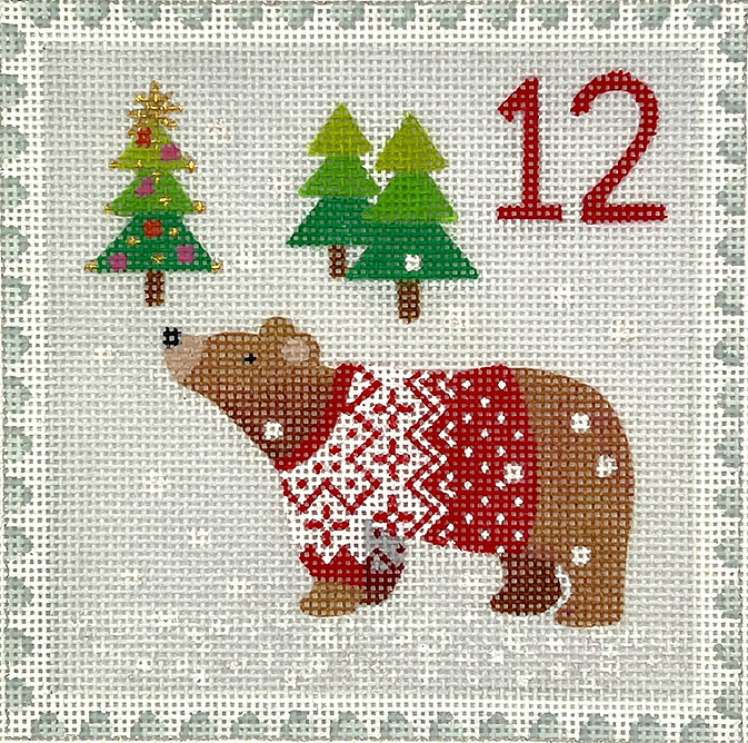 Klara Hawkins – Advent Around the World Stamp #12 – Canada – Bear in Sweater