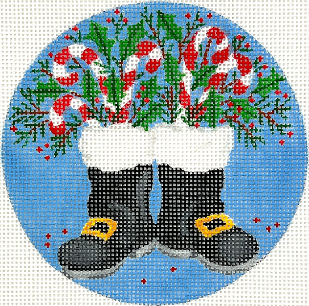 Sally Eckman Roberts – Santa’s Boots w/ Candy Canes & Greenery