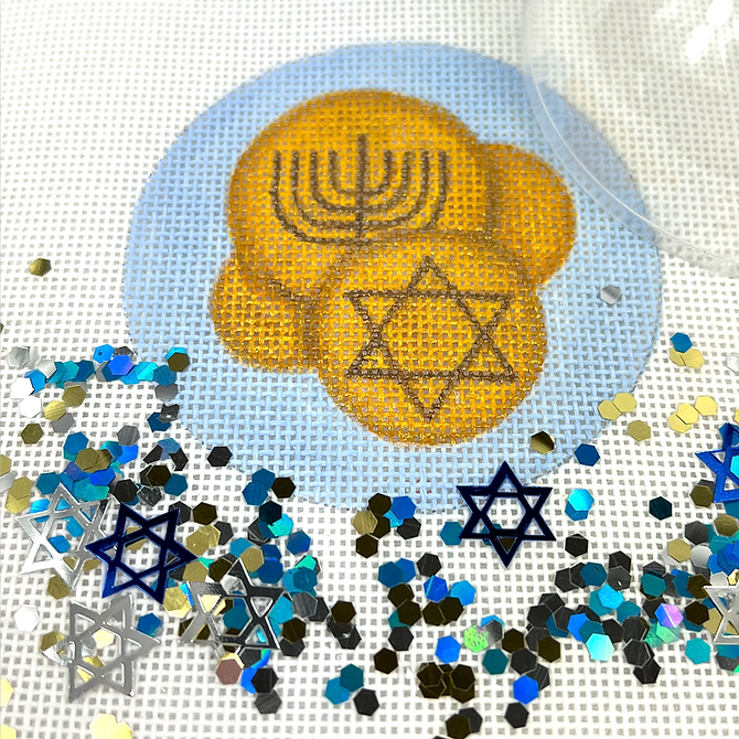 Hanukkah Rounds w/ Clear Dome & Confetti