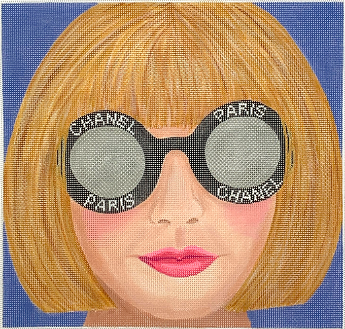 Glamourous Anna Wintour with Chanel Signature Dark Glasses