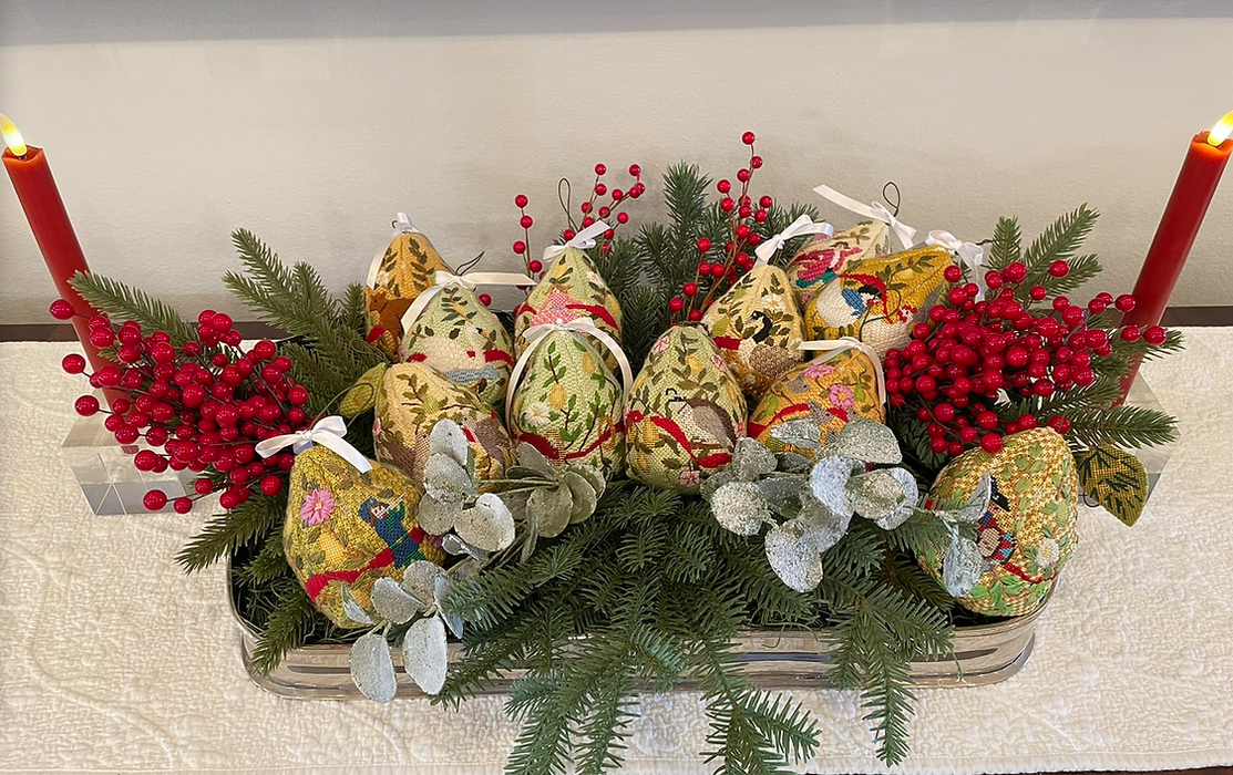 12 Days of Christmas Stuffed Pear Ornament  – 3 French Hens