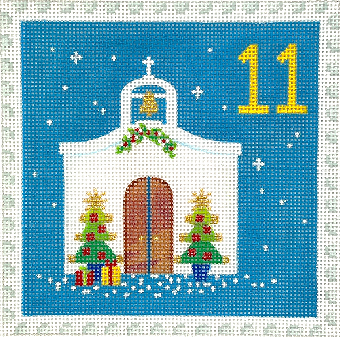 Klara Hawkins – Advent Around the World Stamp #11 – Greece – Chapel w/ Christmas Trees