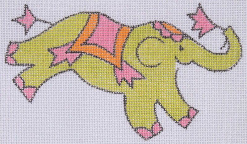 Jilly Walsh Ornament/Mini – Elephant – Solid Lime w/ Pink & Orange