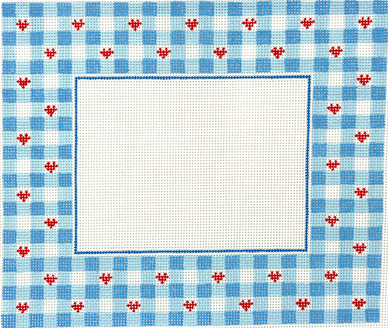 Frame – Blue Gingham w/ Red Hearts – rectangle