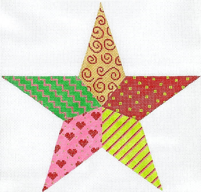 Christmas Tree Topper – Patchwork Star – bright traditional Christmas colors