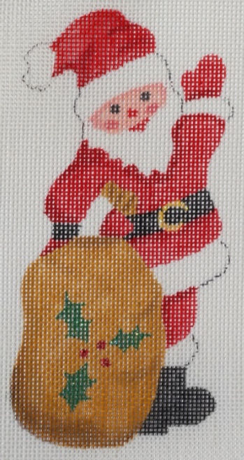 Christmas Ornament – Jolly Waving Santa w/ Sack