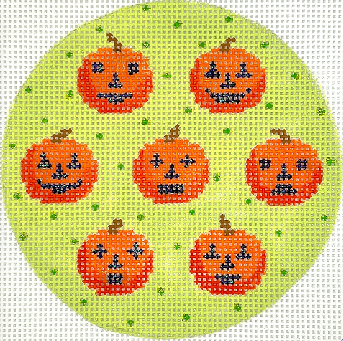 Halloween Mini – Jack-o-Lanterns on Dotted Soft Green Background