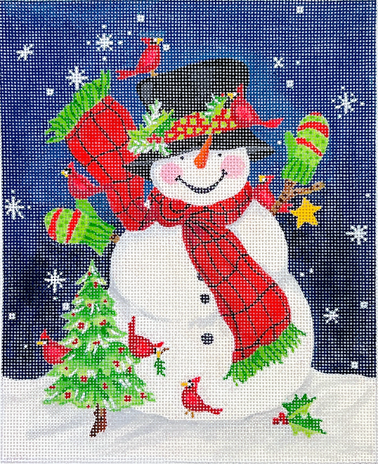 Sally Eckman Roberts – Snowman w/ Green Mittens & Cardinals