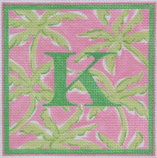 Lilly Letter – Palms – pink w/ greens