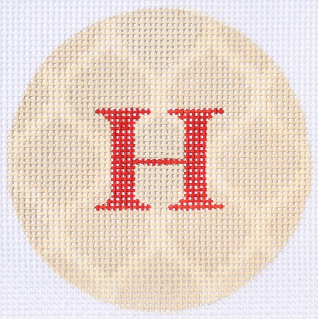 3" Round – Cream & Sand Quatrefoils, Red Letter