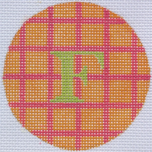 3" Round – Tangerine & Watermelon Grid, Lime Letter
