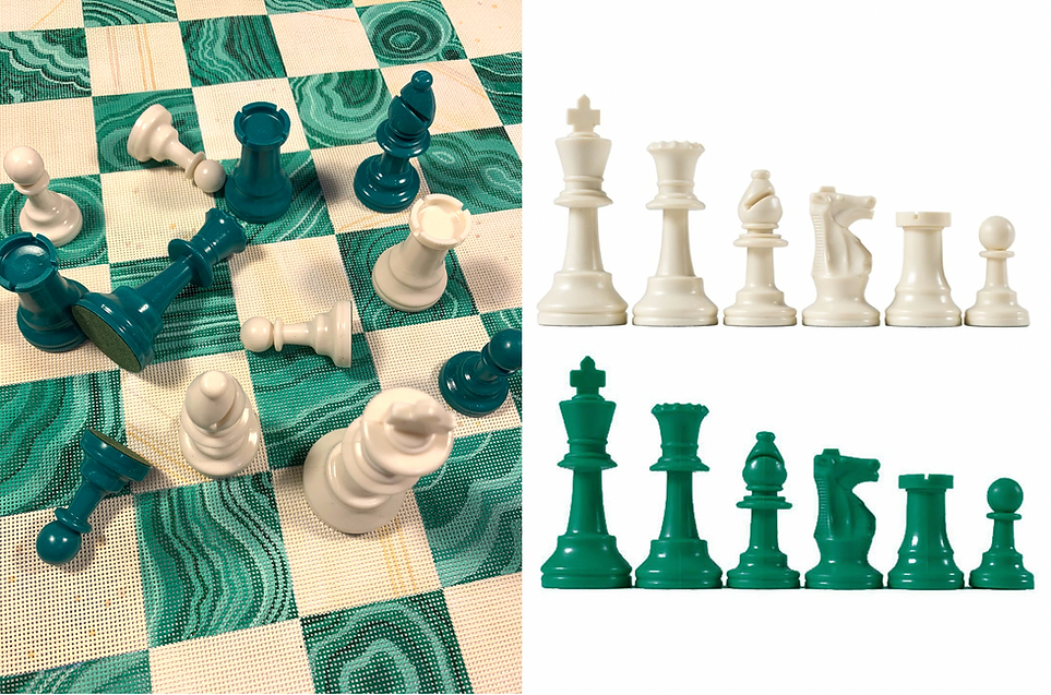 Accessory Set for Chess Board CHB-01 – dark green & ivory (2 sets of chess pieces)