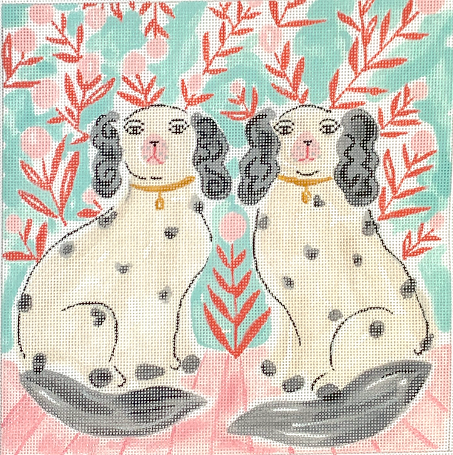 Lindsay Brackeen – Staffordshire Dogs w/ Floral Wallpaper