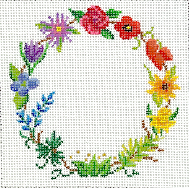 4” Square Insert – Wildflower Wreath
