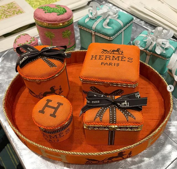 Limoges Box – Lg. Square Hermès Wrapped Box – orange & brown (gold cla —  Stitching Fox