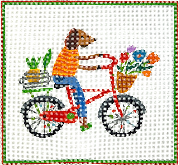 Carolyn Gavin – Dog on Bicycle w/ Flowers & Pineapple