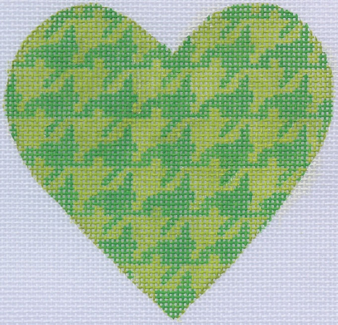 Mini Heart – Houndstooth – kelly & lime