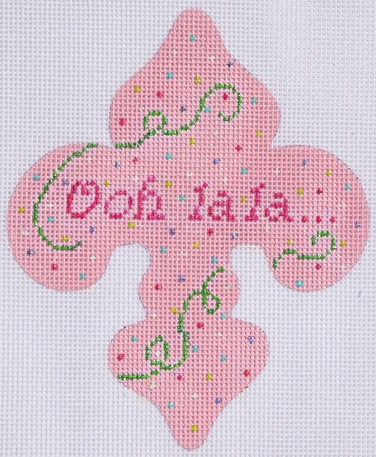 Mini Fleur-de-Lys – Parisian “Ooh la la…” w/ Confetti – pink, green & multi