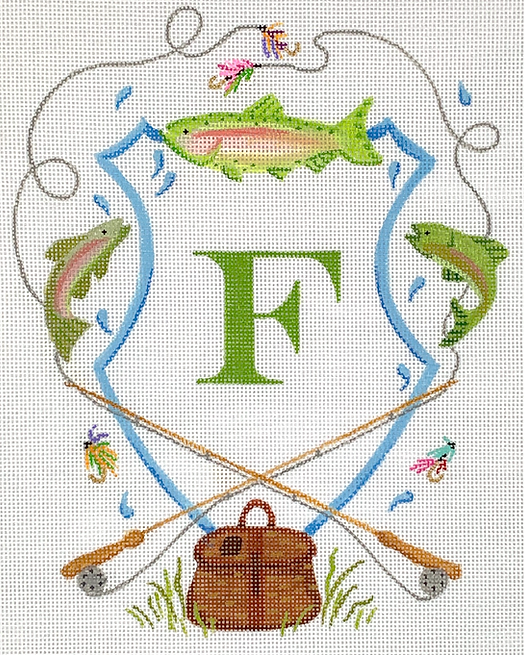 Monogram Crest – Bamboo Fly Fishing Rods, Flies, Rainbow Trout & Wicker Creel