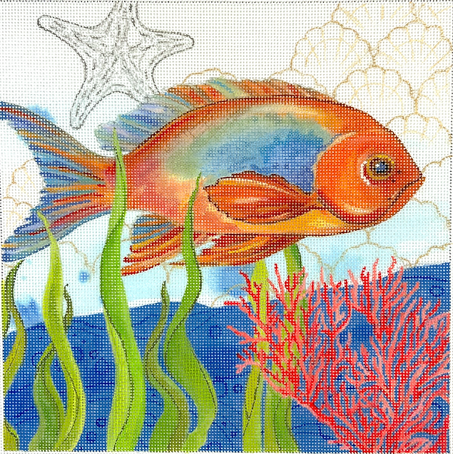 Sally Eckman Roberts – Oceana Fish w/ Coral, Seaweed, Shells & Starfish