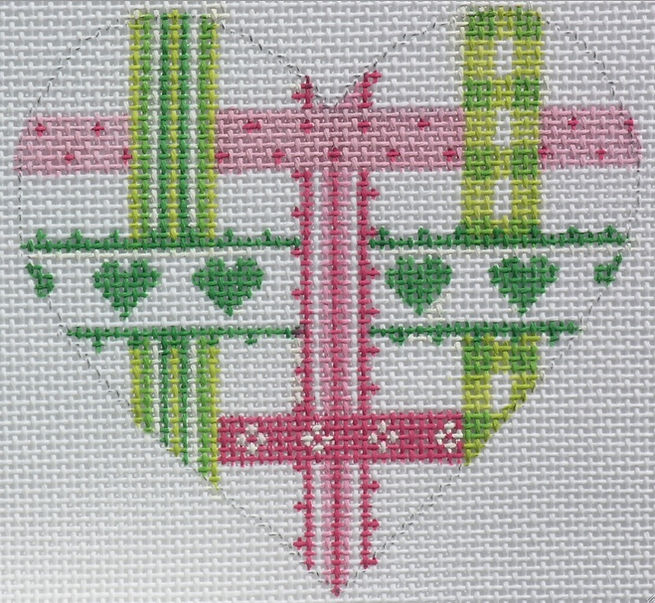 Mini Heart – Woven Ribbons – pinks & greens