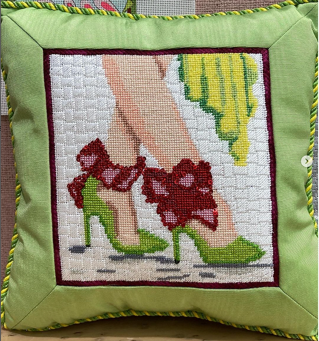Here’s Looking At Shoe – High Heels with Ankle-Strap Bows – lime & orchid