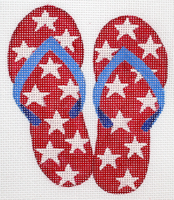 Mini Patriotic Flip Flops – red w/ white stars & blue straps