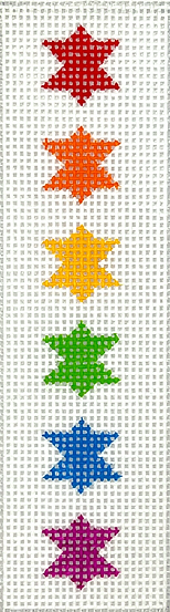 Mezuzah – Rainbow Stars of David – multi on white
