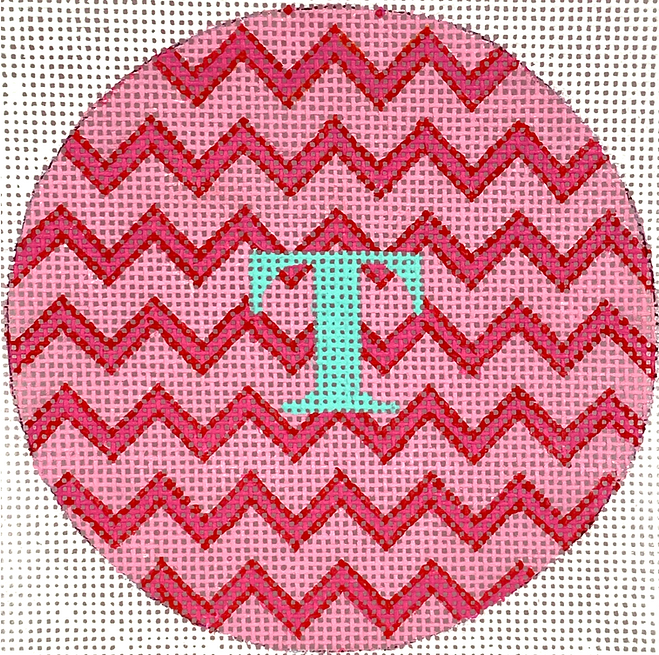 4” Round – Zigzag – pinks & red w/ turquoise letter