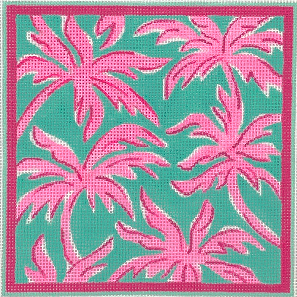 Lilly Letter – Palms – hot pinks on turquoise w/ bright lime letter