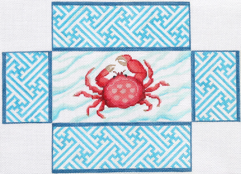 Brick – Crab w/ Chinoiserie Lattice – water bkgd.